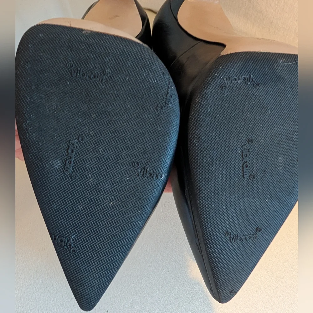 Gianvito Rossi TUXEDO Black Leather And Blue Satin Pointed Toe Pumps Size 37.5 - Picture 10 of 13